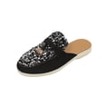 thumbnail image 2 of Gpaecead Women's Sequin Bell Tassels Flat Mules Faux Suede Slip On Cushioned Non Slip Shoes For Commute And Casual, B-Silver, 2 of 8