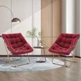 thumbnail image 3 of MoNiBloom Folding Saucer Chair Set of 2, Oversized Faux Fur Lounge Reading Seat with Thick Padded Metal Frame, for Bedroom Living Room, Red, 3 of 9