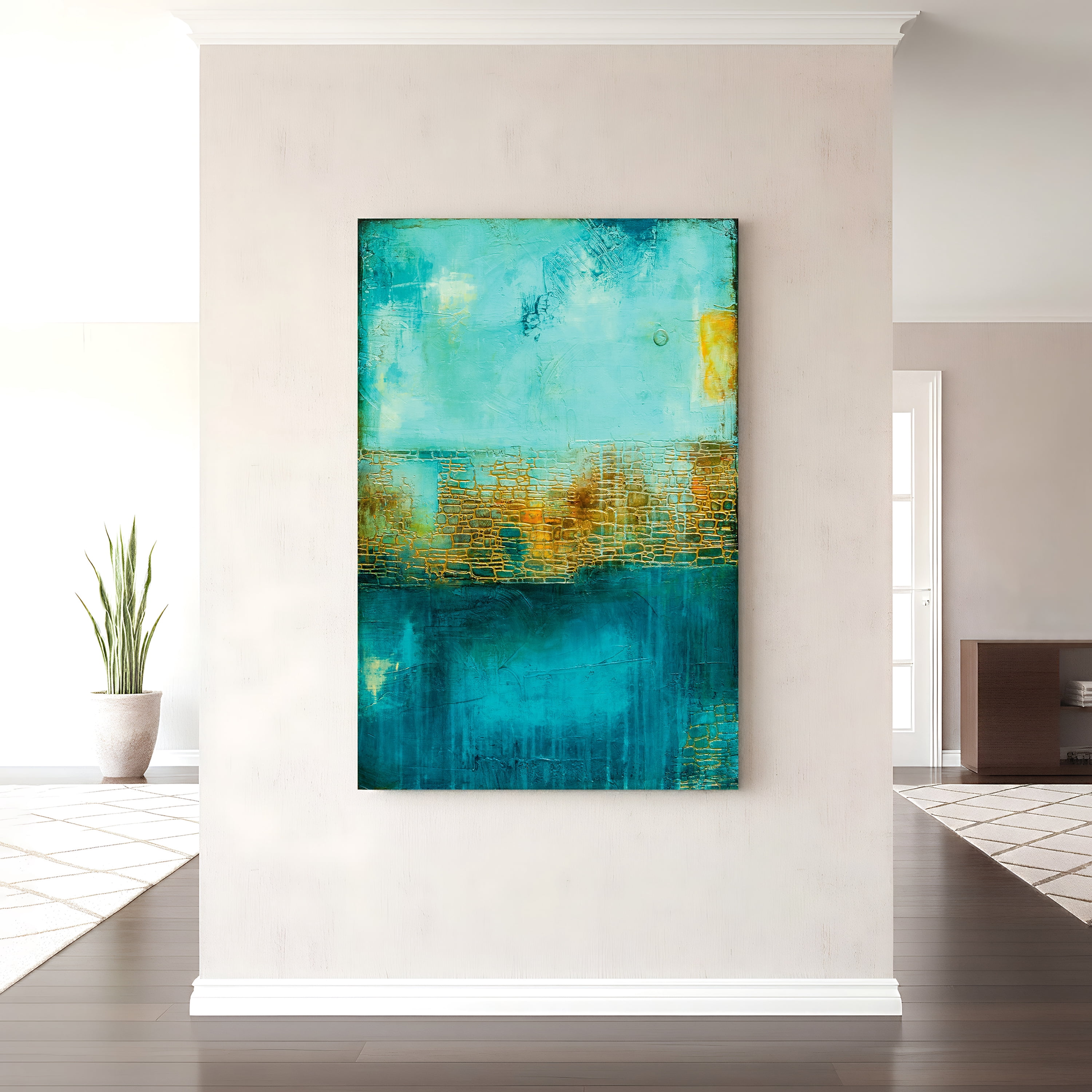 Empire Art Direct Castle Court Frameless Free Floating Tempered Glass Panel Graphic Wall Art, 48" x 32" x 0.2", Ready to Hang