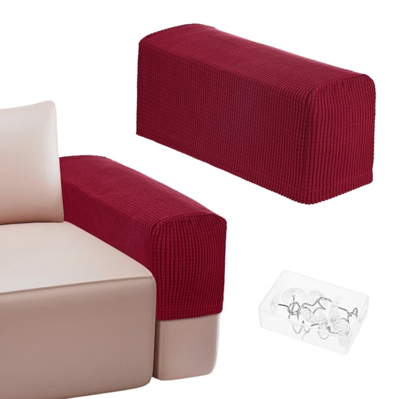 Fundas para Reposabrazos de Sofá Uxcell para Reposabrazos de 17.71 a 20" Longitud Antideslizantes Estirables [Rojo Vino]