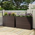 thumbnail image 4 of Costway 2 PCS 24" Tall PE Rattan Planter Box with Removable Liner for Front Porch Patio, 4 of 10