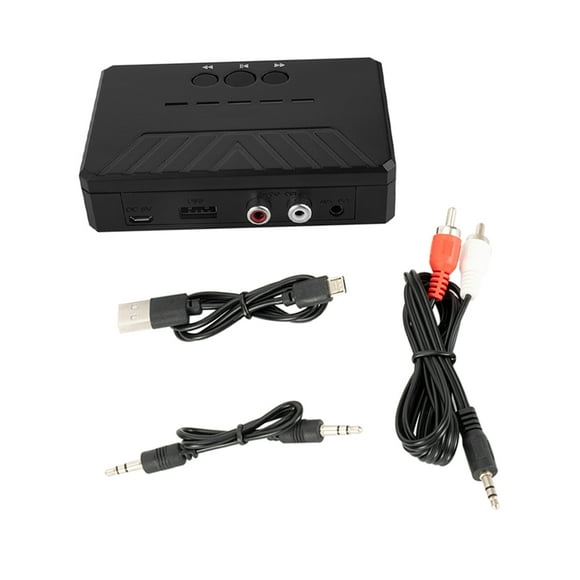 Seitruly Receptor de audio con disco U Convertidor USB Adaptador inalámbrico Altavoz de coche de baja latencia Distancia de transmisión de 10 m Cables de audio/vídeo