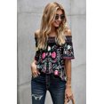 thumbnail image 3 of ABPHQTO Top recto floral negro de mujer, 3 of 5