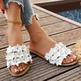 thumbnail image 3 of HomeDM Summer Flat Sandals for Women Dressy Flower Comfortable Open Toe Slip On Beach Sandals, White Size 7.5, 3 of 9