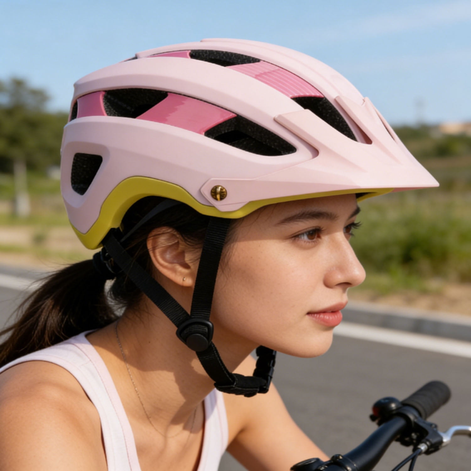 Mirov Adult bicycle helmet, lightweight mountain and road bike helmet with an adjustable dial and a visor, suitable for skateboarding and scooters(L)