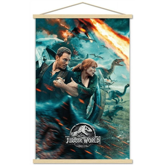 Jurassic World: Fallen Kingdom - One Sheet Wall Poster with Wooden Magnetic Frame, 22.375" x 34"