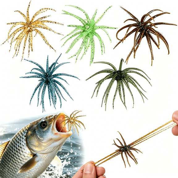 Tentacle Fishing Lure,Dice Bait Soft Plastic Swim Bait,Sea Urchin Lure,for Drop Shot,Weird Fishing Rig,Trout Sea Bass Mandarin Fish Catfish Slow Sinking Soft Lure 2.36 in,3.54 in and 4.33 in.