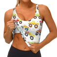 thumbnail image 3 of Fotbe Cartoon Monster Trucks Sujetador Deportivo Largo sin Aros para Mujer con Almohadillas y Soporte Medio, Transpirable y Absorbente, Camiseta Tipo Chaleco o Tank Top-Medium, 3 of 8