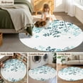 thumbnail image 5 of Round Rug 5Ft Washable Non-Slip, Teal Blue Leaves Circle Area Rugs for Living Room Bedroom, Summer Botanical Indoor Floor Mats Carpet Runner for Home Decor Aesthetic, 5 of 8