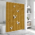 thumbnail image 6 of Japanese Style Shower Curtain, Waterproof Shower Curtains for Bathroom, Vintage Art Cranes Ocean Wave Yellow Washable Fabric Bathtub Curtain Set Bath Decor with 12 Hooks Long 72"x84", 6 of 8