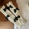 thumbnail image 4 of Women Twist Cable Knit Leg Warmer Sweet Bowknot Stretch Leg Cover Boot Socks, 4 of 20