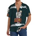 thumbnail image 3 of Disketp Men's Hawaiian Astronaut Traveler with Suitcase Print Shirts Button Down Holiday Beach Shirts-3X-Large, 3 of 7