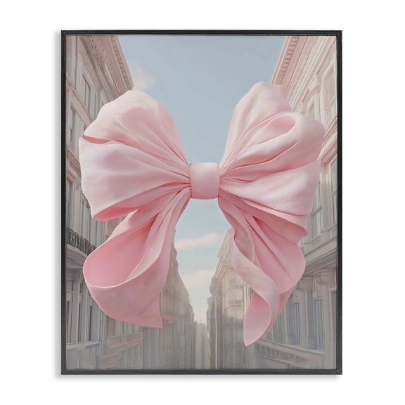 Stupell Industries Pink Bow over City Street Black Framed Giclee Art, design by The Prints Vibe