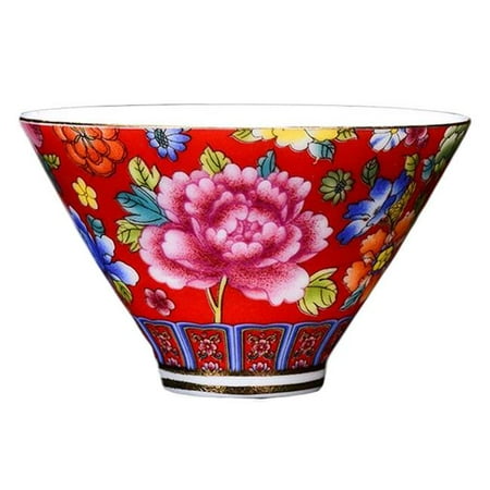 

Panda Superstore PF-HOM367125011-DORIS00130-RP 2.5 oz Flower Handmade Enamel Painted Porcelain Chinese Kungfu Wine & Tea Cup Red