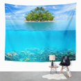 thumbnail image 2 of UFAEZU Underwater Coral Reef Seabed and Water with Tropical Island Wall Art Hanging Tapestry Home Decor for Living Room Bedroom Dorm 51x60 inch, 2 of 2
