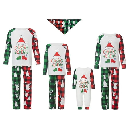 

Dewadbow Family Matching Christmas Pajamas Set Xmas PJS Set Soft Long Sleeve Holiday Sleepwear Outfits for Women Men Couples