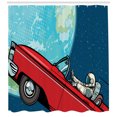 thumbnail image 3 of Ambesonne Fantasy Shower Curtain, Cosmonaut in a Car, 69"Wx84"L, Night Blue Aqua Red, 3 of 3