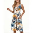 thumbnail image 6 of Sundresses for Women Sleeveless Button Down V Neck Summer Dress Casual A Line Midi Sun Dresses with Pockets Flowy Floral Boho Vacation Beach Dress Ropa Mujer Ofertas De Hoy En Walmart Flash Deals, 6 of 7