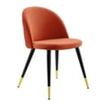 thumbnail image 3 of Modway Cordial 18" Velvet Dining Chairs in Matte Black/Orange (Set of 2), 3 of 9