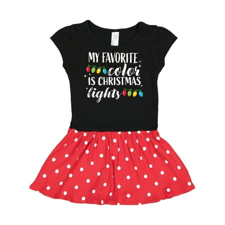 

Inktastic My favorite Color is Christmas Lights Gift Toddler Girl Dress