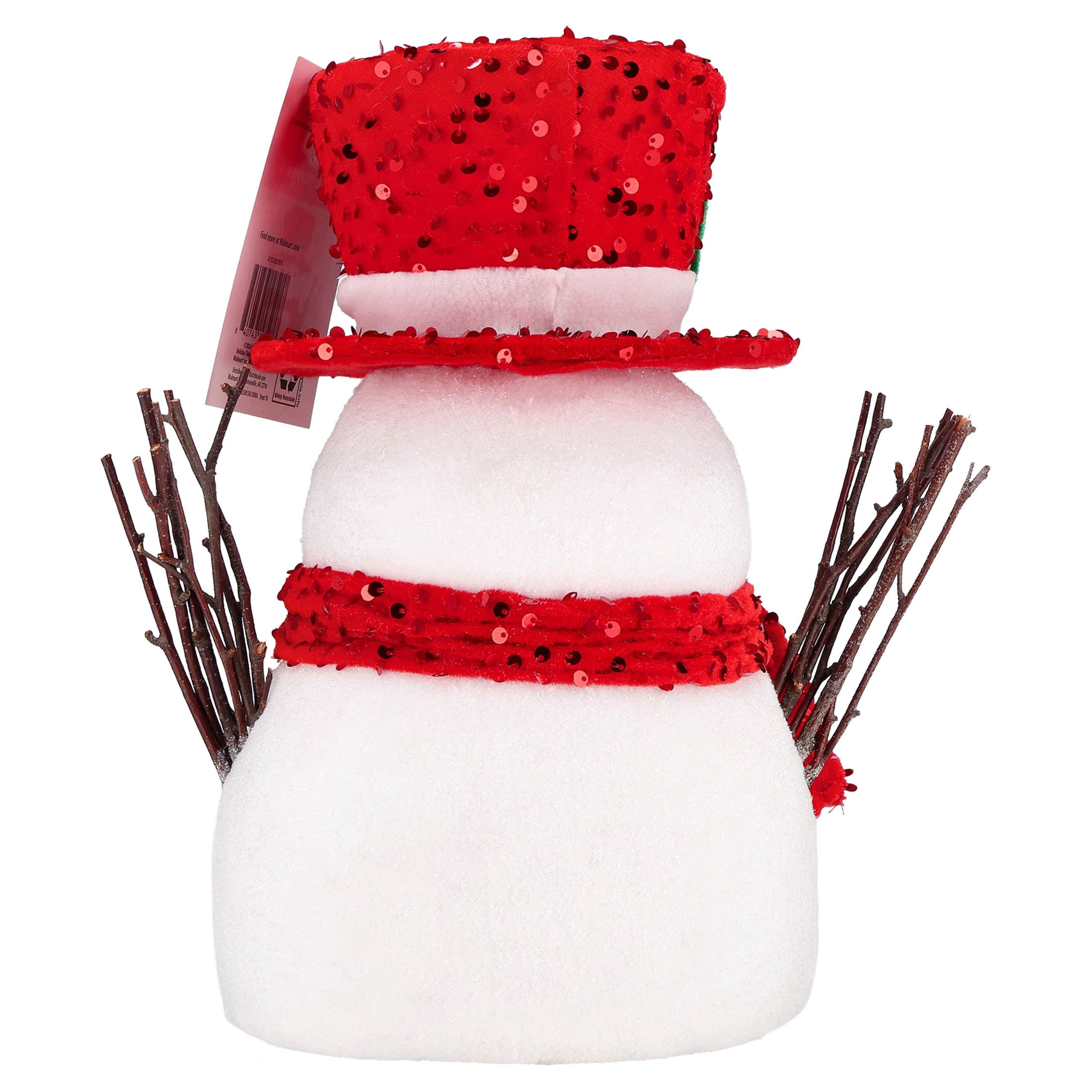 Snowman Fabric Christmas Tree Topper, Red and White, 12.5", by Holiday Time