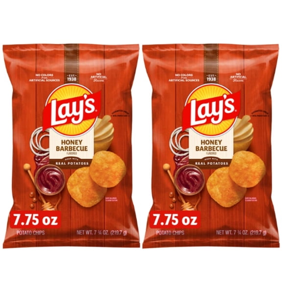 Lay's Honey Barbecue Potato Chips, 7.75 oz Bag, (2 Pack)