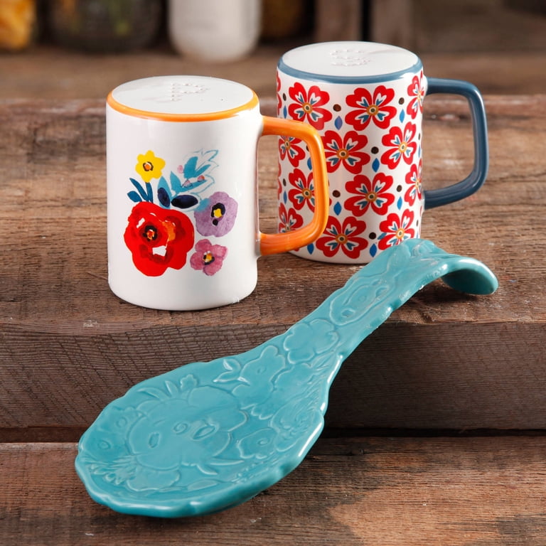 oldsea 花Rim.プレス 2個セット The Pioneer Woman Floral Salt and Pepper Shaker Set and Turquoise