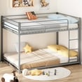thumbnail image 2 of Zimtown Full-over-Full Bunk Bed, Low Profile Junior Bunk Bed Frame, Gray, 2 of 10