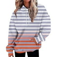 thumbnail image 1 of WTXUE Hoodies Pullover Cotton Sweaters Oversized Hoodies Striped Plus Size Long Sleeve Sweaters Pullover Fall Clothes with Pocket Basic Sweatshirt Baggy Sweaters Tunic Sweatshirt Orange Xl, 1 of 4