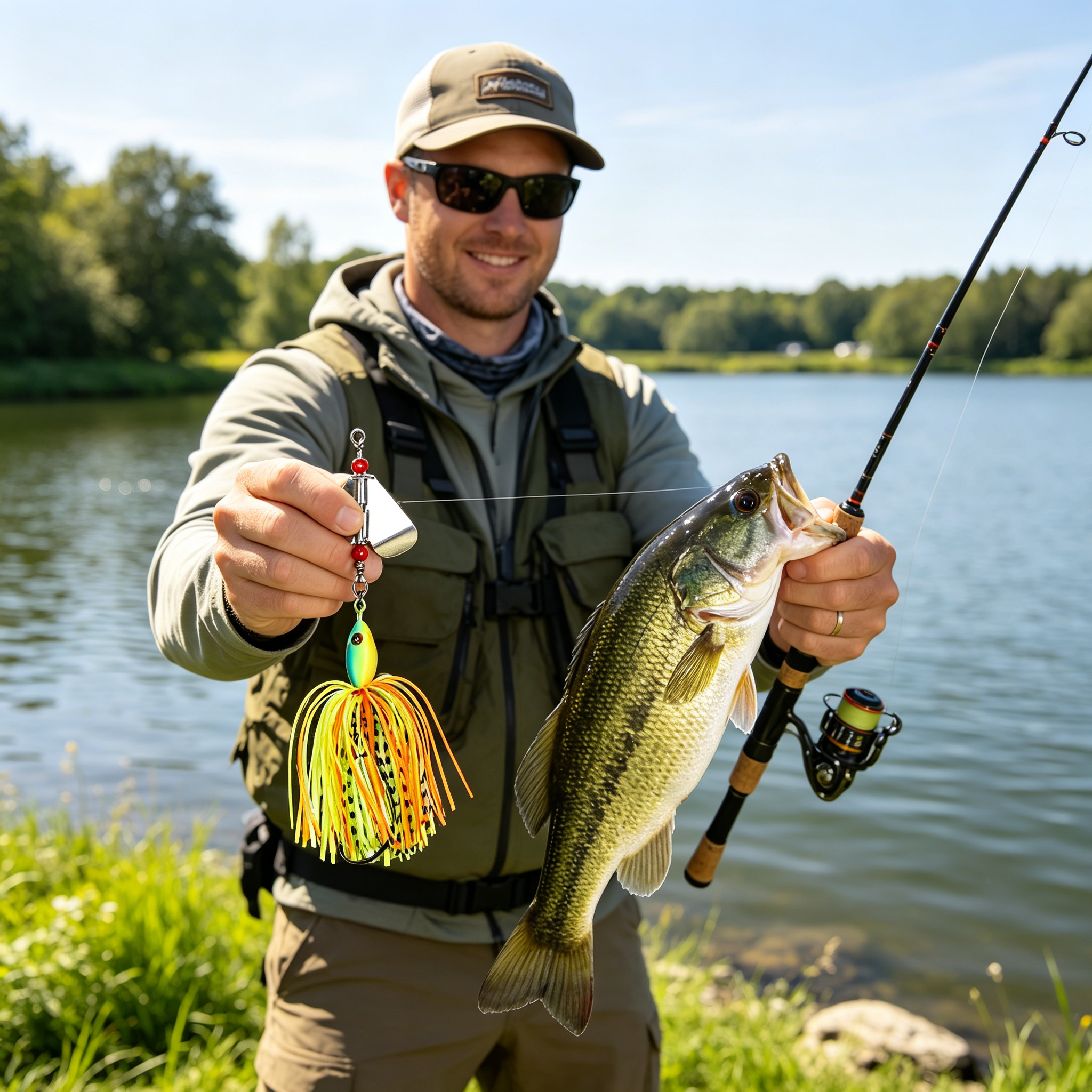BESTSKY 2026 New Spinnerbait Fishing Lures Kit Set, 6Pcs Bass Fishing Lure Multicolor Bass Trout Salmon Metal Spinner Baits Swim Jigs Freshwater Saltwater Fishing