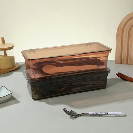 Pawsdot Utensil Organizer with Lid Assorted Color Plastic for Kitchen Storage 2Pcs