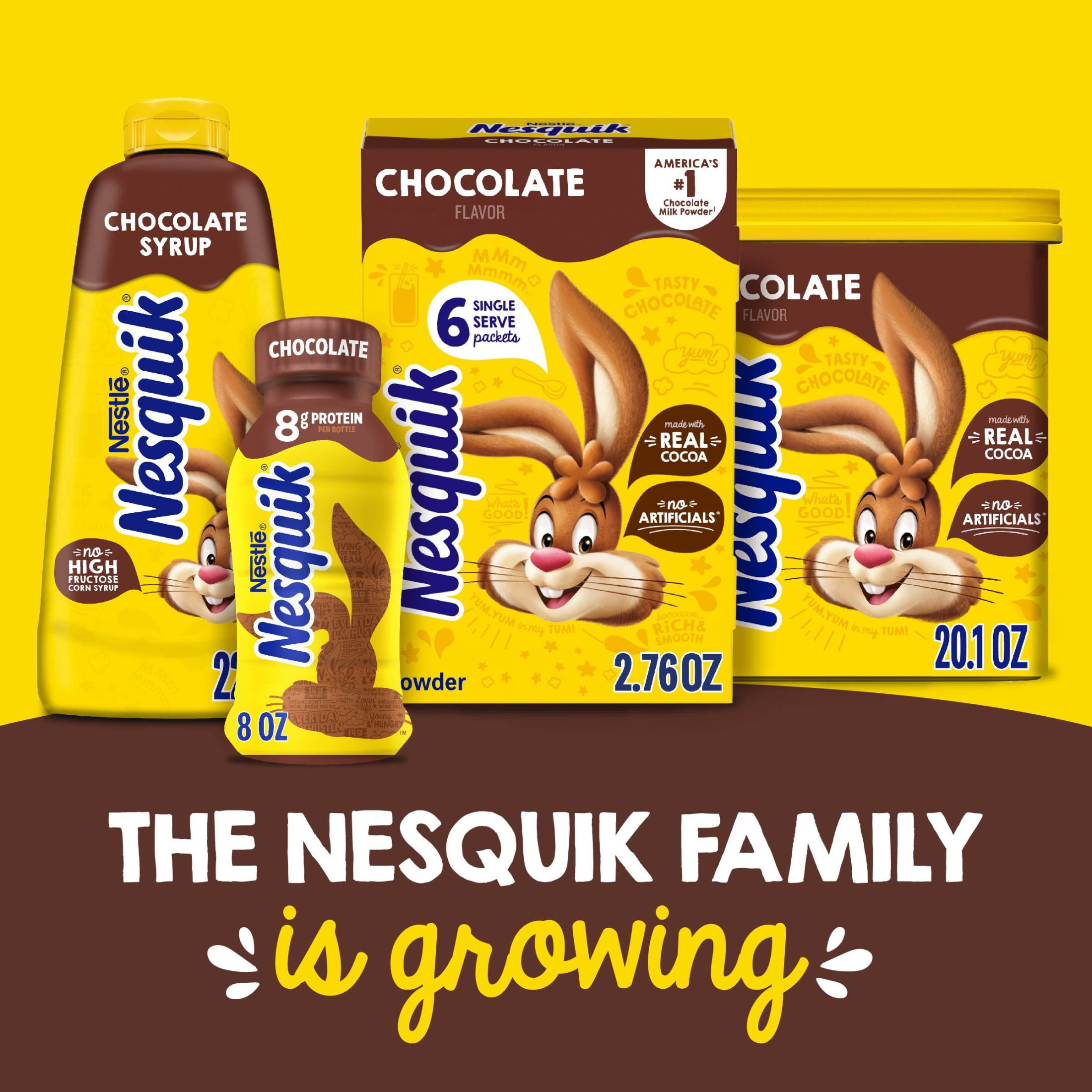 Nesquik Chocolate Powder, Chocolate Milk Mix, Single Drink Mix Packets, 6 Packets