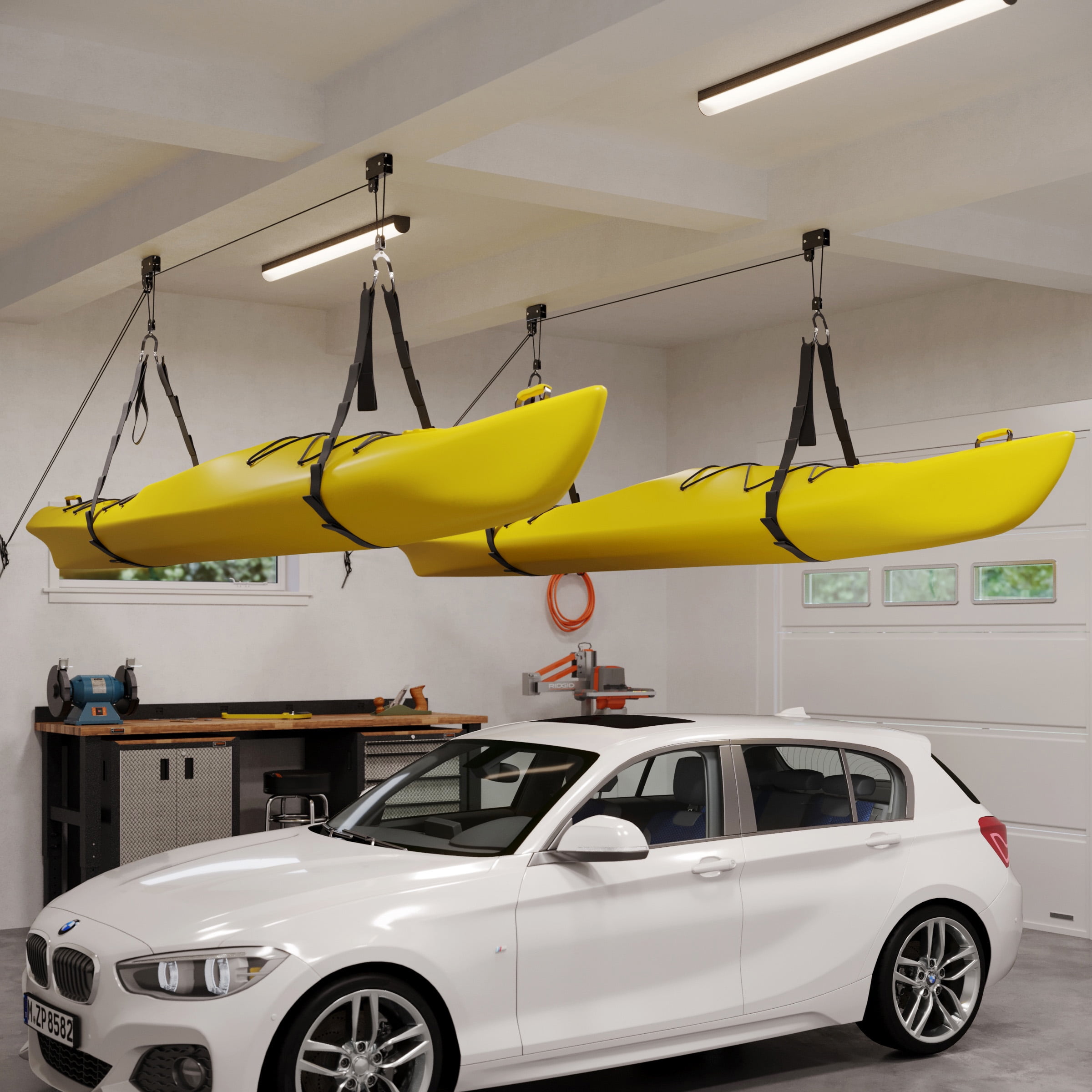 RAD Sportz Overhead Kayak Hoist Pulley System for up to 12-Foot Ceilings with 2 Hangers