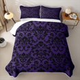 thumbnail image 2 of Homewish Classic Damask Skull Twin Quilt Set for Boys Girls, Violet Vintage Gothic Floral Twin Coverlet Set, 2 Pieces, 2 of 7