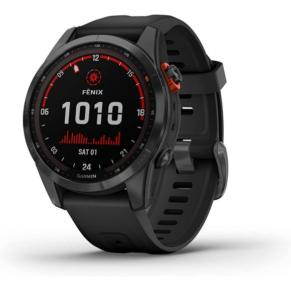 Garmin Fenix 7s Solar, Smaller Sized Adventure Smartwatch, With Solar Charging Capabilities, Rugged Outdoor Watch With Gps, Touchscreen, Health And Wellness Features, Slate Gray With Black Band