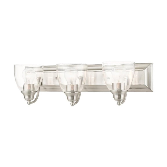3 Light Bathroom Light in New Traditional Style 24 inches Wide By 7 inches High-Brushed Nickel Finish Bailey Street Home 218-Bel-4362850