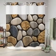 thumbnail image 6 of No Hook Shower Curtain, Stones Shower Curtains for Bathroom with See Through Top Window, Gravel Rock Cobblestone Natural Pattern Art Waterproof & Washable Bath Curtain 66"x72", 6 of 9
