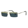 thumbnail image 2 of Glitter Eyelash Rimless Narrow Rectangular Hippie Sunglasses Gold Black, 2 of 4