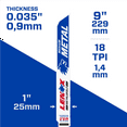 thumbnail image 7 of Lenox Tools METALWOLF WAVE EDGE Reciprocating Saw Blades 18 TPI 229 x 25 x 0.9 mm 5/PK, 7 of 7