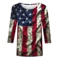 thumbnail image 5 of Feancey 3/4 Sleeve Womens Tops Casual Plus Size Fourth of July T-Shirt Distressed American Flag Print Blouse Soft Comfy Independence Day Tshirts Multicolor 4XL, 5 of 6
