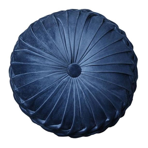 Cojín redondo con pliegues y diseño de calabaza para el suelo del sofá Peluche azul oscuro