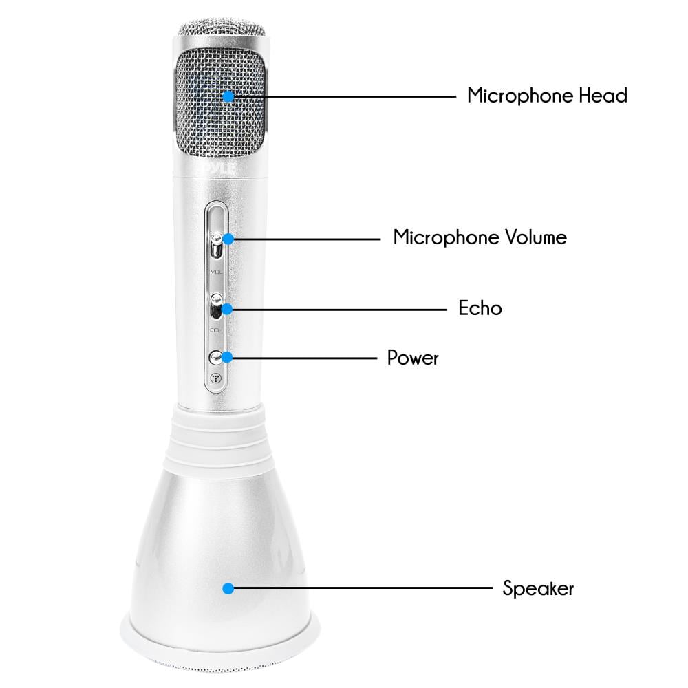 Pyle PKRK68MC - Bluetooth Karaoke Microphone Speaker System with Wireless Megaphone-Style Mic Broadcasting