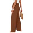 thumbnail image 7 of Dwellite Wide Leg Pants for Women Summer Cotton Linen Palazzo Drawstring Elastic Waist Beach Trousers with Pockets Coffee S, 7 of 7