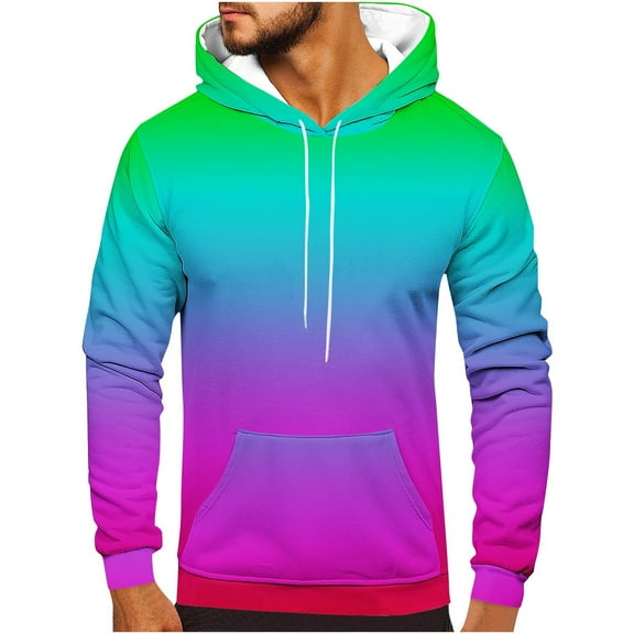 guisaled Mens Graphic Hoodies Oversized Lightweight Gradient Color Loose Fit Long Sleeve Hooded Sweatshirts Casual Sports Hoodies