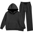 thumbnail image 4 of YUNLIUU Girls Sweatsuit 2 Piece Hoodies and Sweatpants Sweat Set,10 Years,Black, 4 of 9