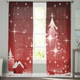 thumbnail image 2 of ERUNPONLY Red Christmas Tree Sheer Curtains 72 Inch Length 2 Panels Set, Xmas Winter Sparkle Star House Voile Window Treatment Curtains Sheers Drapes for Bedroom/Living Room/Kitchen 52"x72"x2, 2 of 7