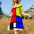 thumbnail image 3 of Mondrian style art deco design in basic colors Sleeveless Dress evening dresses women, 3 of 7