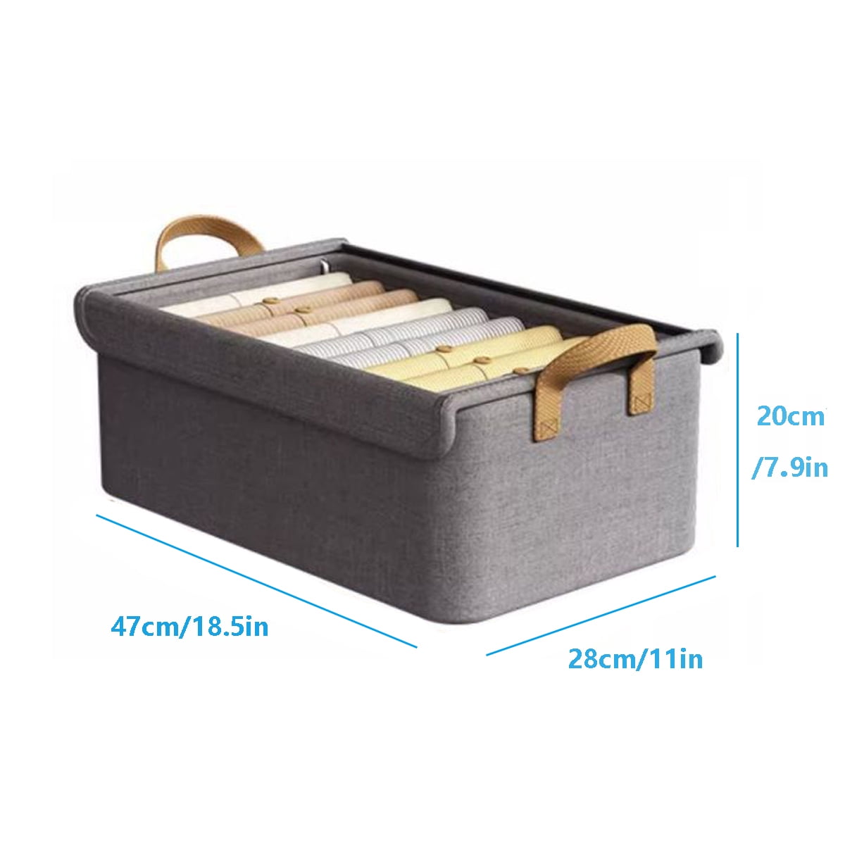 4PCS Foldable Storage Box with Lid - Extra Large Fabric Closet Organizer for Clothes, 18.5x11x7.9 Inch Canvas Bin, Collapsible Design for Bedroom, Shelf, Closet, Underbed (Gray)