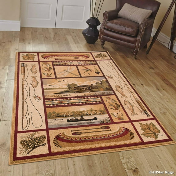 Allstar African Contours Collection Prints Area Rug (3' 9" x 5' 1")