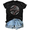thumbnail image 3 of Sakmal Baseball T Shirts Womens Baseball Heart Graphic Crew Neck Baseball Mom Short Sleeve Shirts Black T-Shirts Tops for Women Trendy, 3 of 4